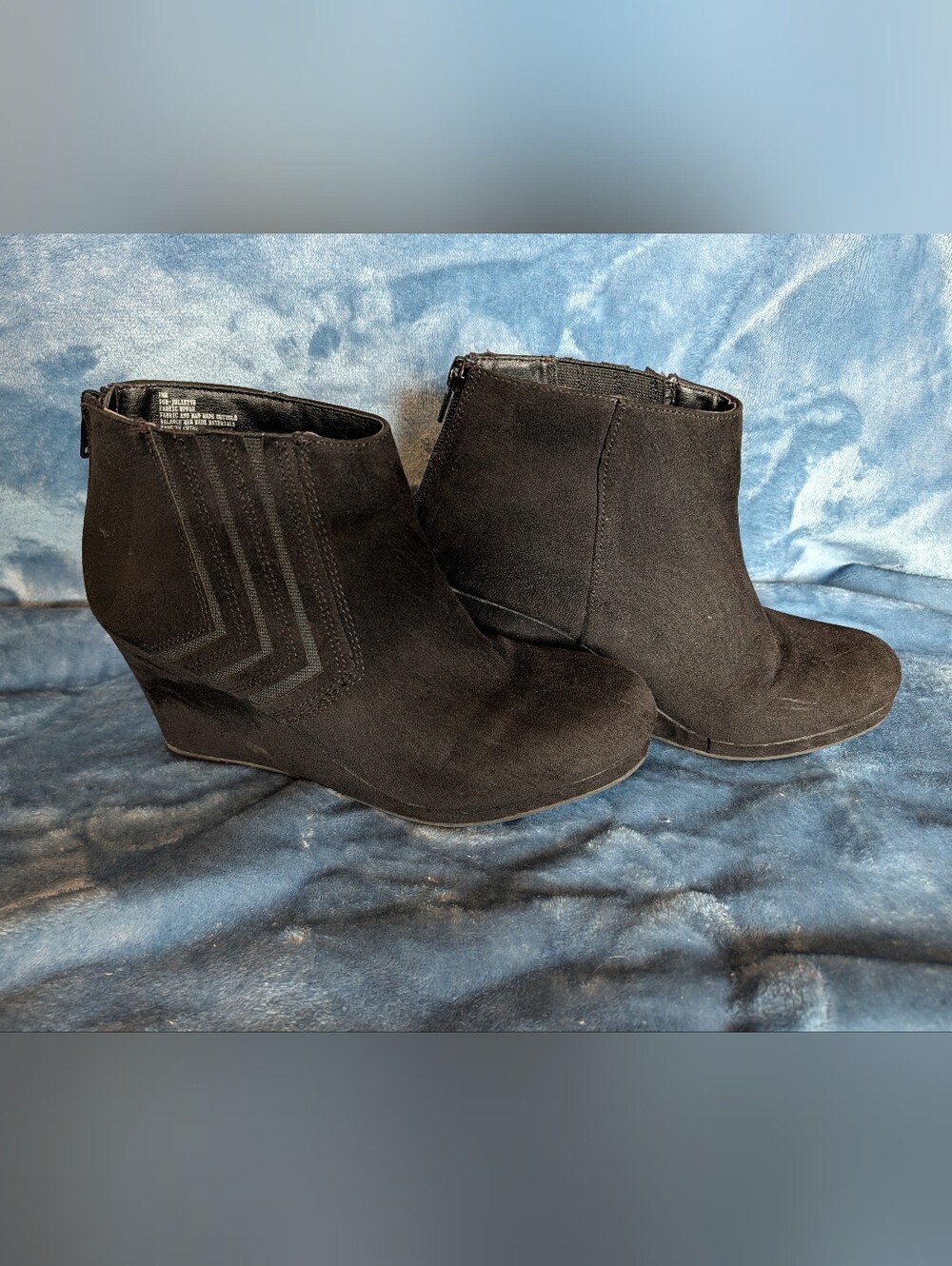 Women’s Black Suede Wedge Ankle Booties